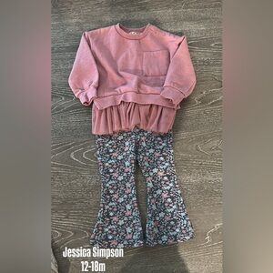 Pink Sweater and Floral Pants Set